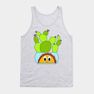 Cute Cactus Design #113: Beavertail Cacti In A Happy Flower Pot Tank Top